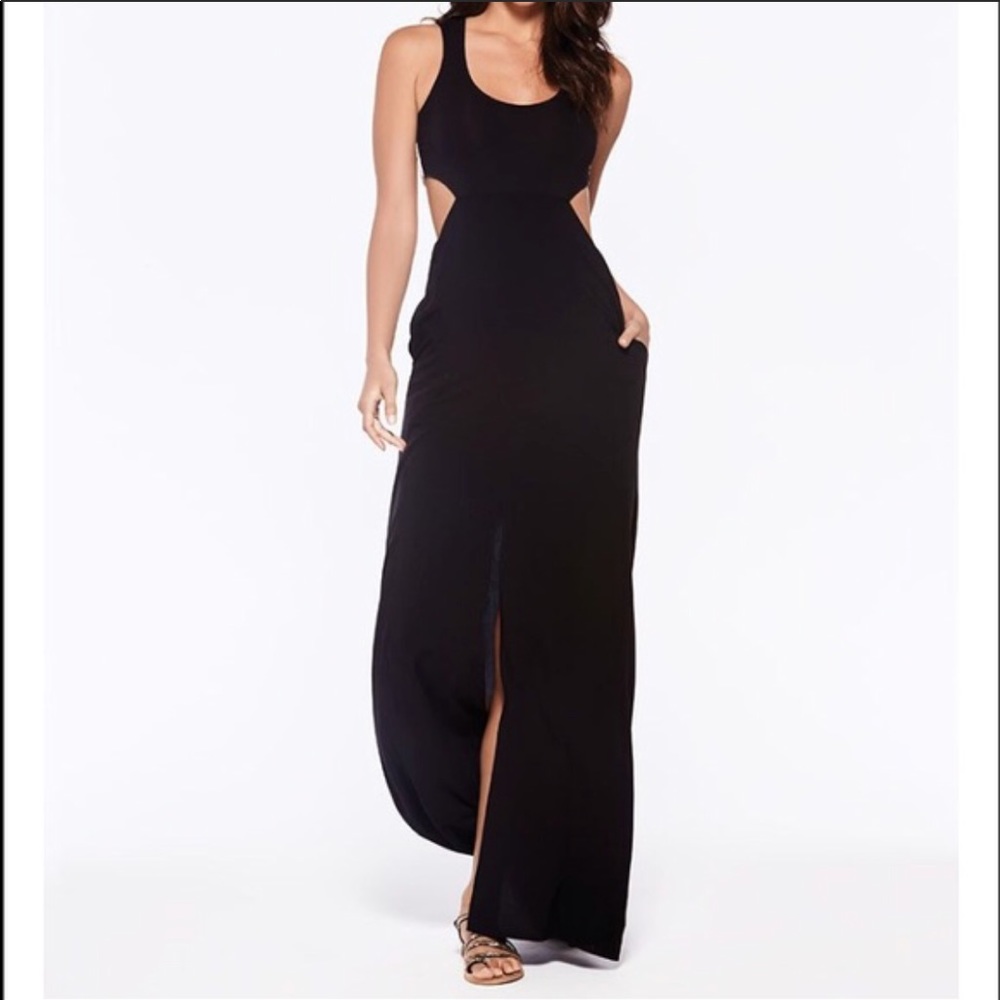 L*Space Daybreak Black Crochet Back Maxi Dress